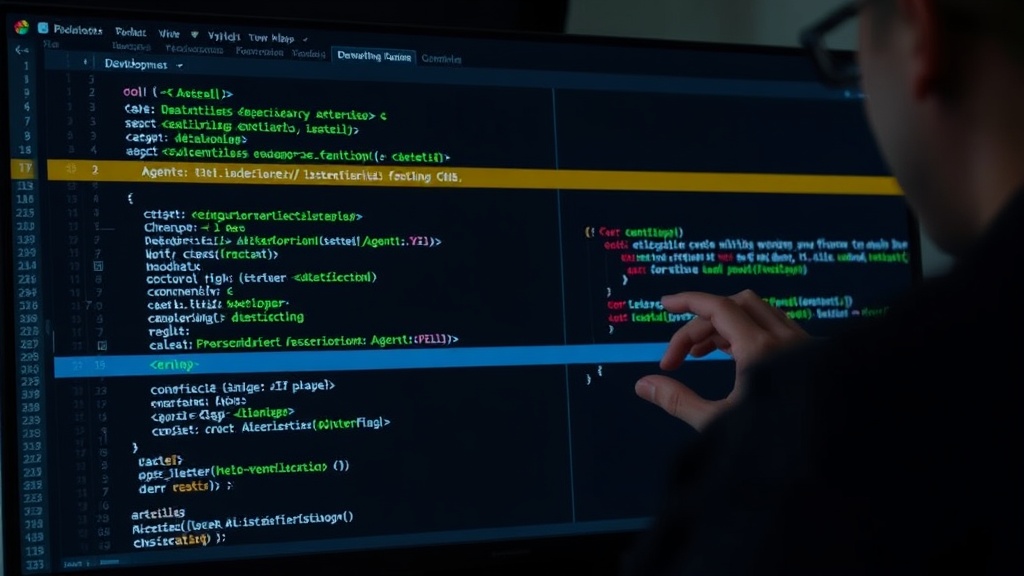 Developer debugging complex prompt chains for an AI agent workflow
