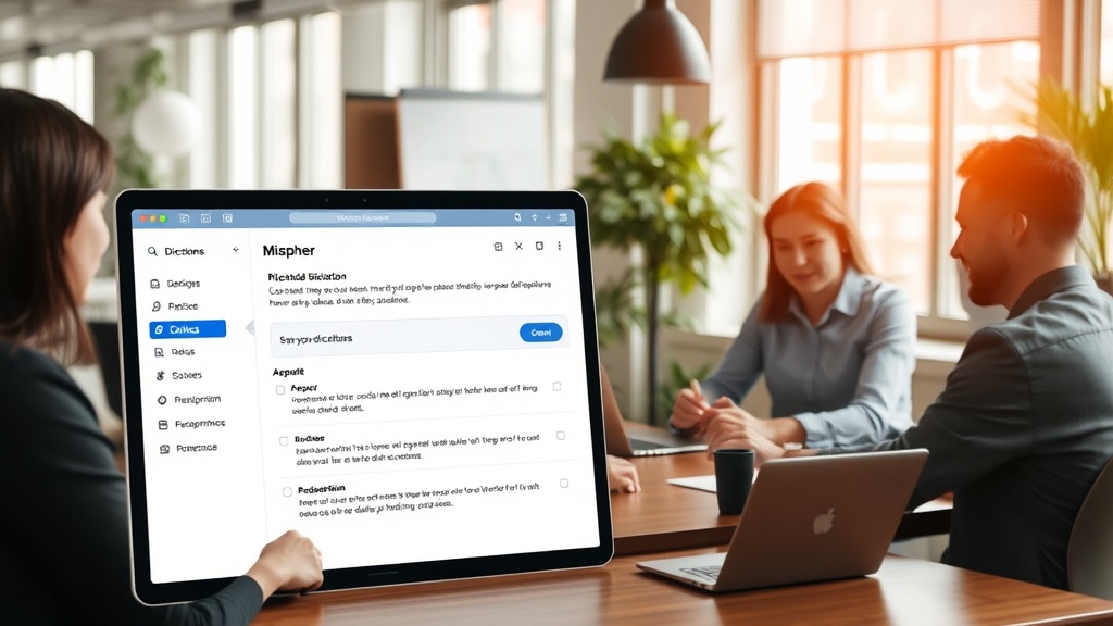 Mispher app interface showing dictation input and AI processing options