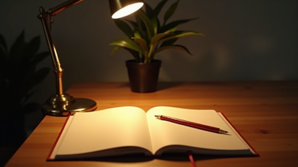 Focused desk lamp casting directional light on a writing surface