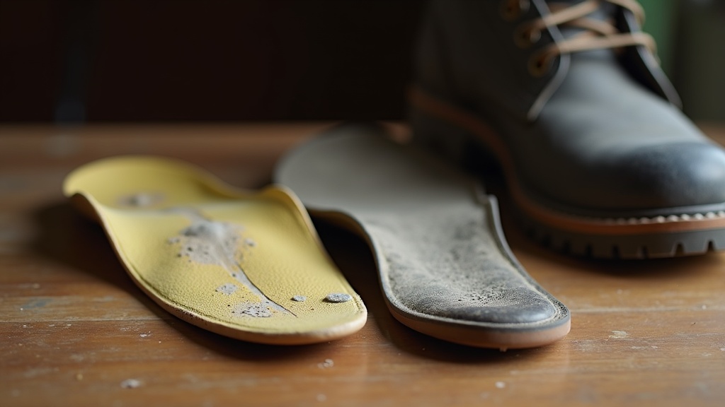 Old compressed orthotic insole compared to new one