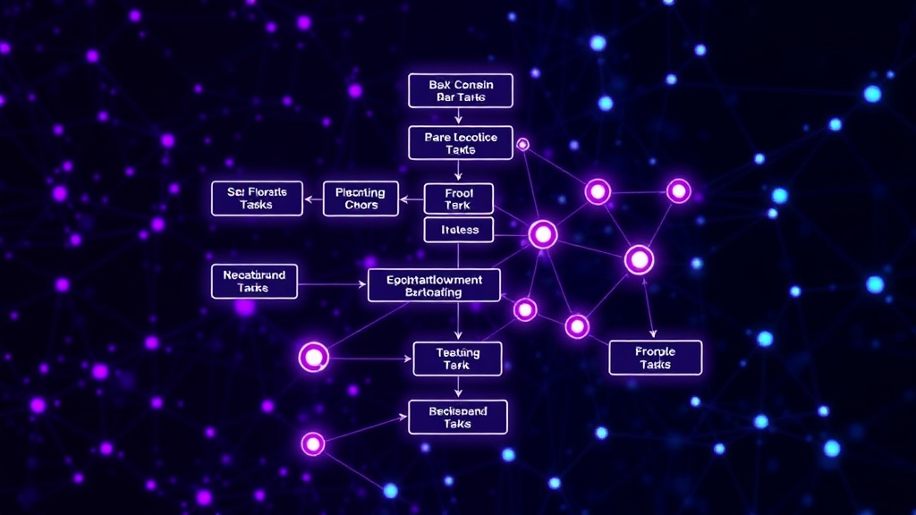 A flowchart illustrating the iterative process of an AI agent breaking down and executing tasks.