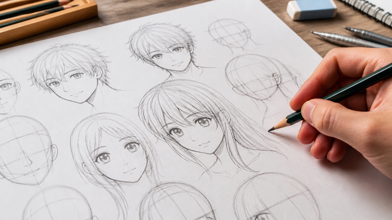 The Simple Way to Draw Manga Faces: Step-by-Step Art Reference