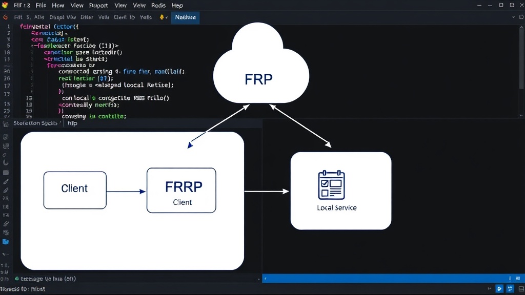 Diagram showing FRP server, client, and local service interaction