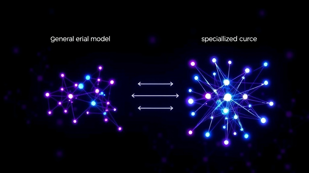 Diagram illustrating the concept of transfer learning from a general model to a specialized one.