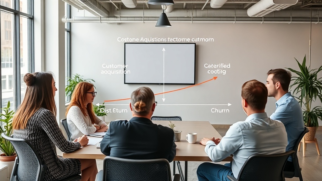 A diagram illustrating the compounding effect of customer acquisition vs. churn