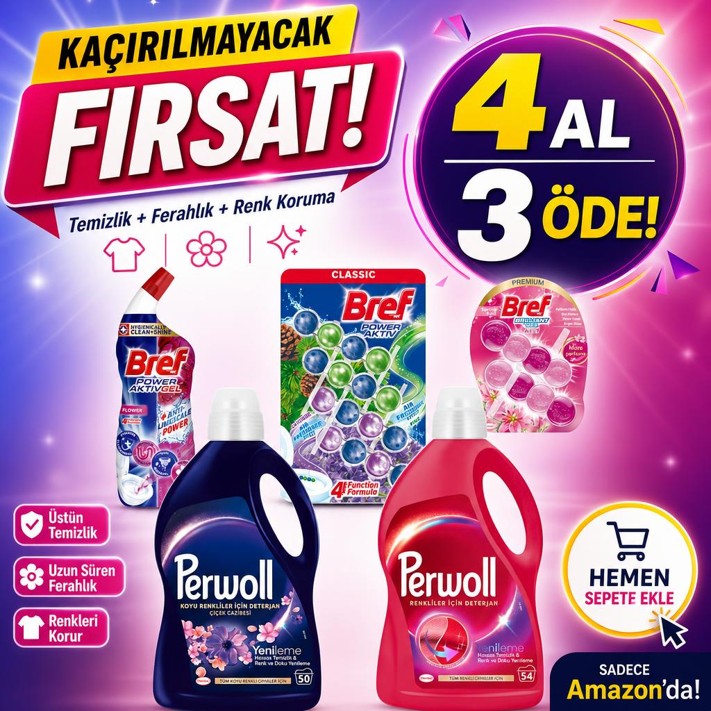 PERWOLL VE BREF ÜRÜNLERİNDE 4 AL 3 ÖDE FIRSATI!