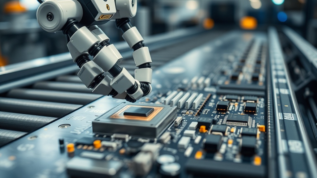 Robotic arm precisely grasping an object on a moving conveyor belt.