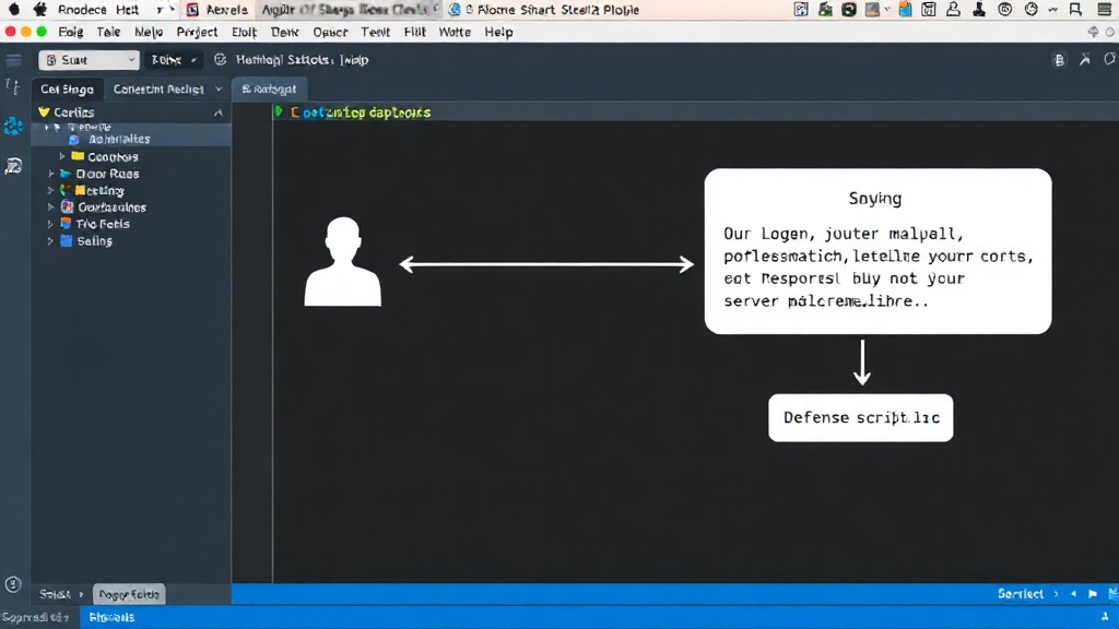 Diagram illustrating data flow from user interaction to server logging and potential defensive script response