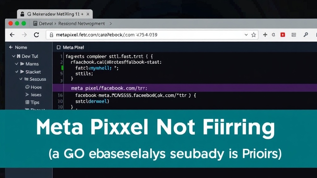Browser DevTools Network tab showing Meta Pixel requests to facebook.com/tr