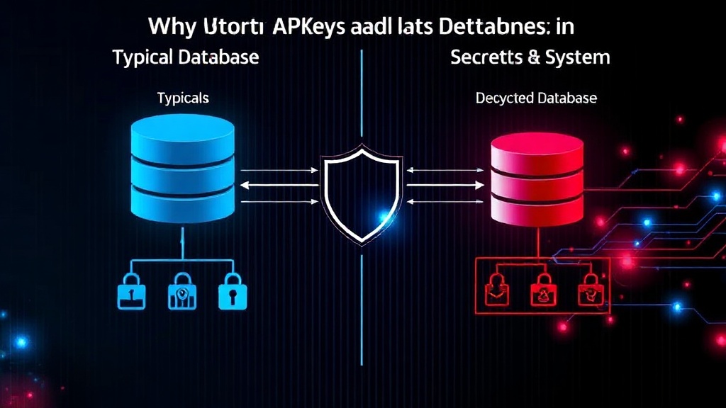 Diagram comparing a typical database architecture with a dedicated secrets management system.