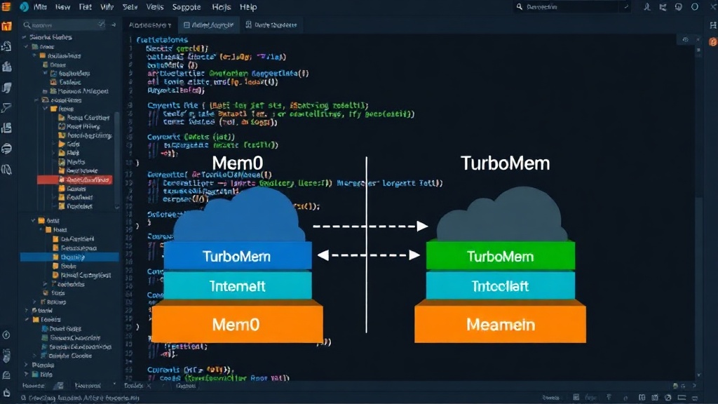 Diagram illustrating the architectural differences between Mem0 and TurboMem memory layers for AI agents.