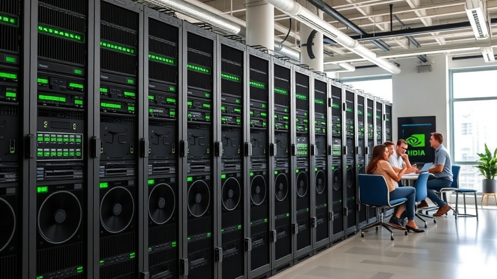 Nvidia GPU server racks powering AI voice synthesis research