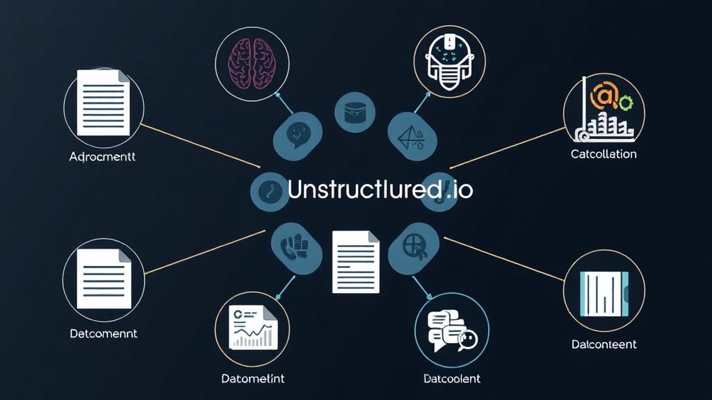 Diagram showing Unstructured.io processing diverse medical document types into clean text output.