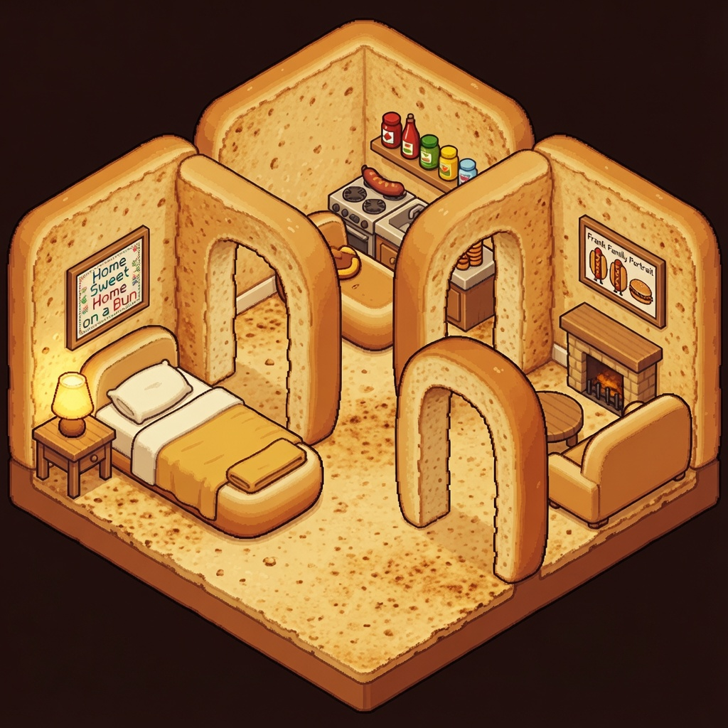 Hot Dog House 3-Room Pixel Art