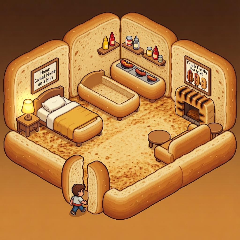 Hot Dog House Open Floor Plan Pixel Art