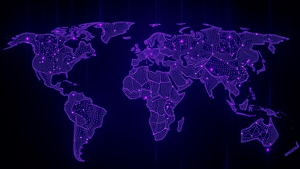 Conceptual diagram of interconnected global AI infrastructure nodes