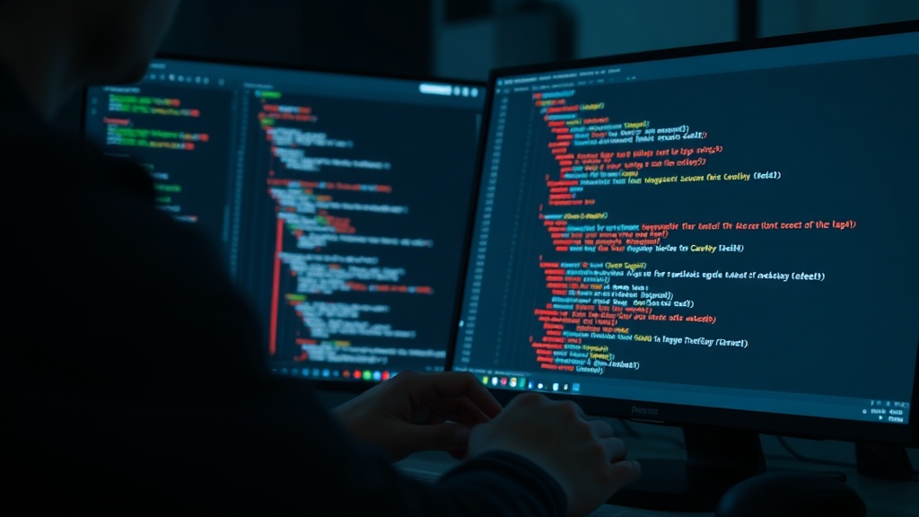 Developer typing code into a minimalist web application interface.