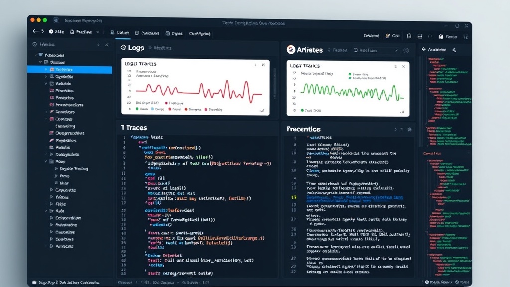 SigNoz dashboard displaying integrated logs, metrics, and traces for an application