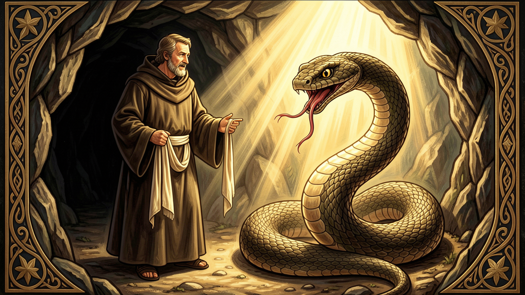 Samson confronting serpent
