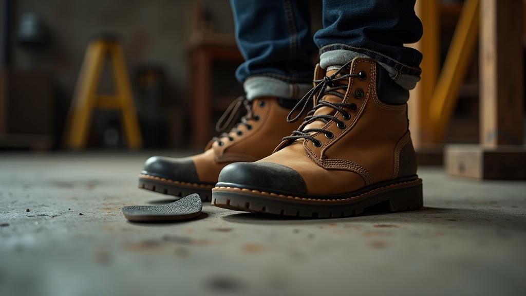 Plantillas de gel para botas de trabajo en un entorno de construcción