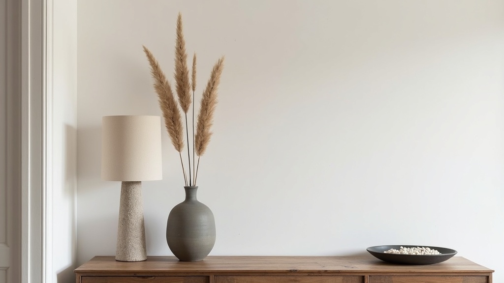 Console table styled with three height levels and intentional negative space