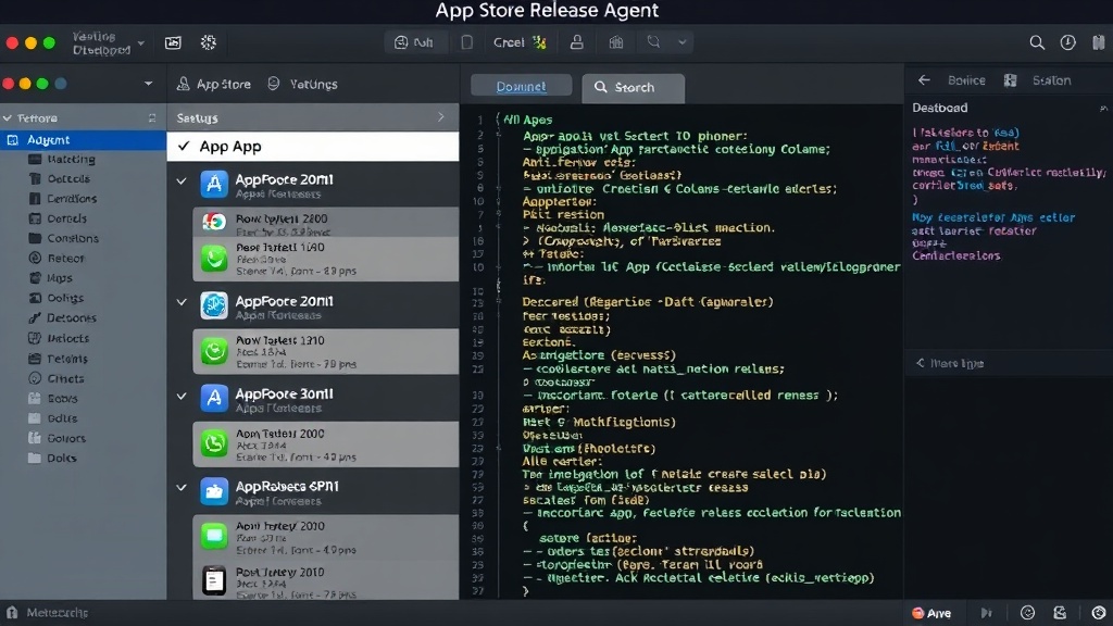 App Store Release Agent dashboard showing multiple app versions and statuses