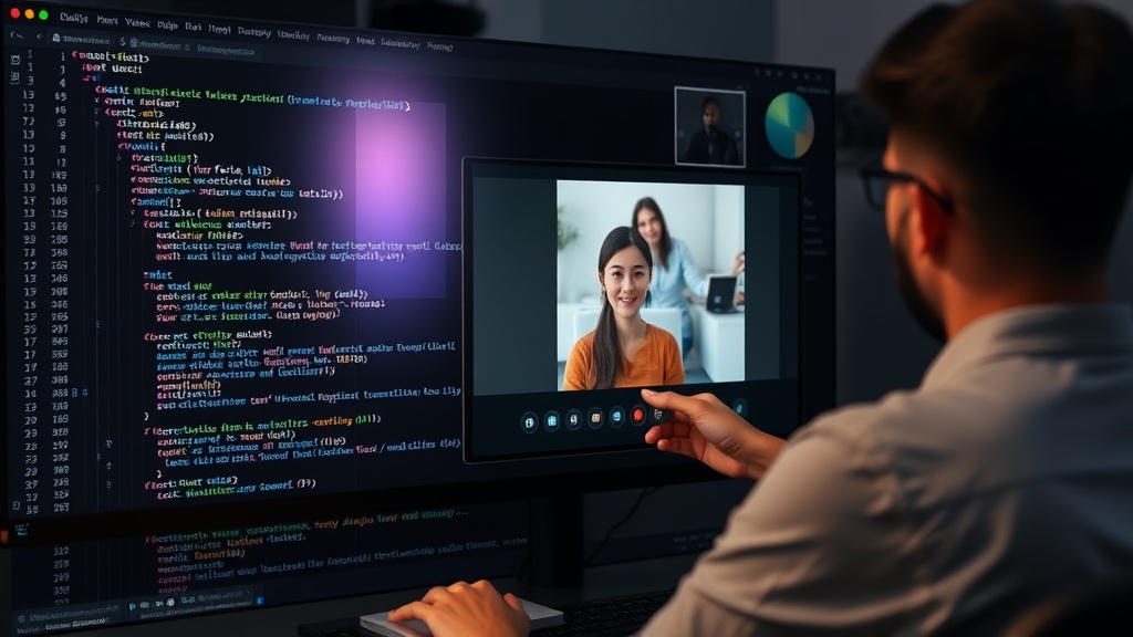 Developer integrating Effects SDK into a live video conferencing application interface.