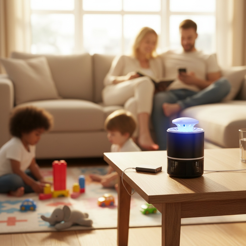 Family relaxing in living room with Zapper operating silently