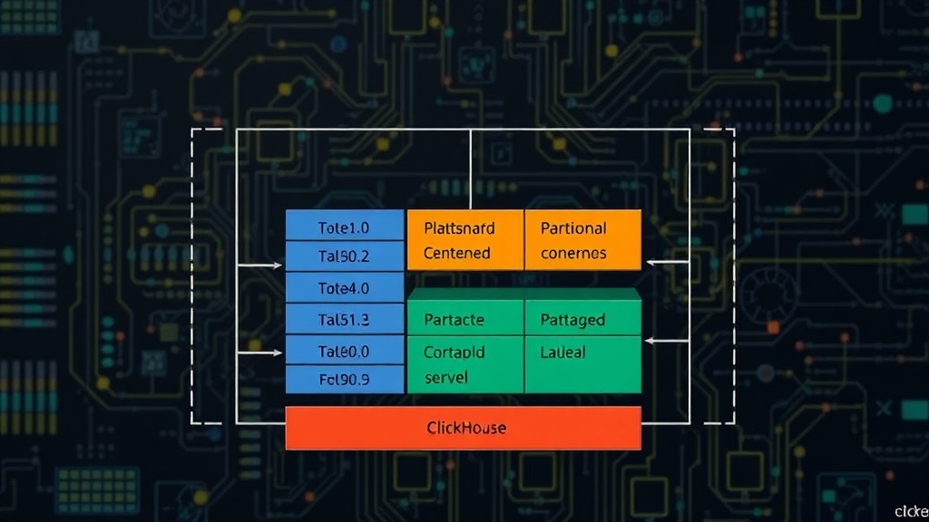 Diagram illustrating ClickHouse table structure with multiple partitions and data parts