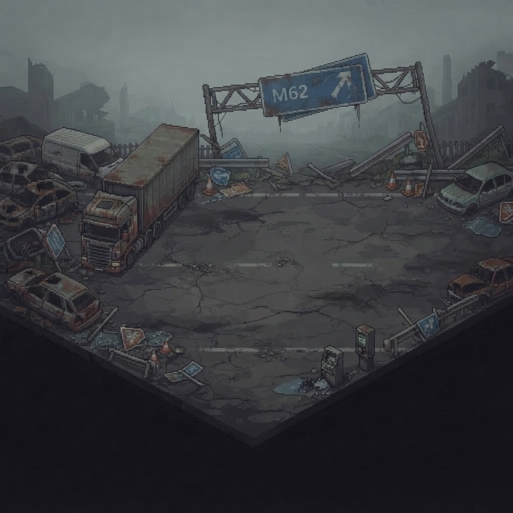 Image: Redraw this pixel art boss arena as a WIDE SHOT fr