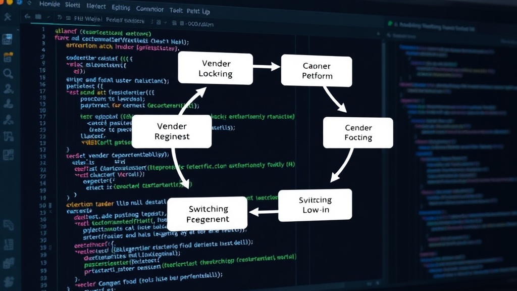 Diagram illustrating the concept of vendor lock-in and switching costs for software tools.