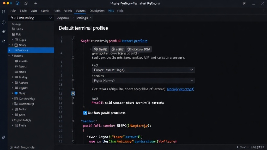 VS Code settings UI for configuring default terminal profiles