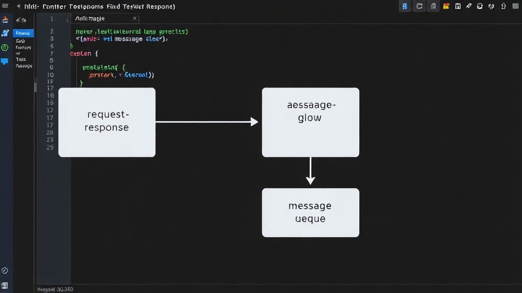 Diagram illustrating a synchronous request-response flow versus an asynchronous flow with a message queue