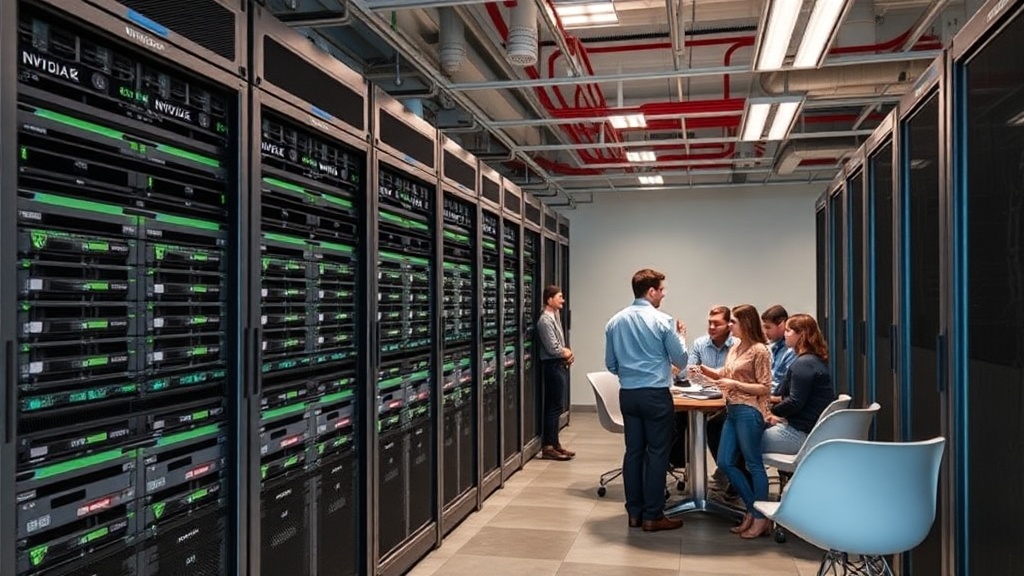 CoreWeave data center racks filled with high-performance GPU servers.