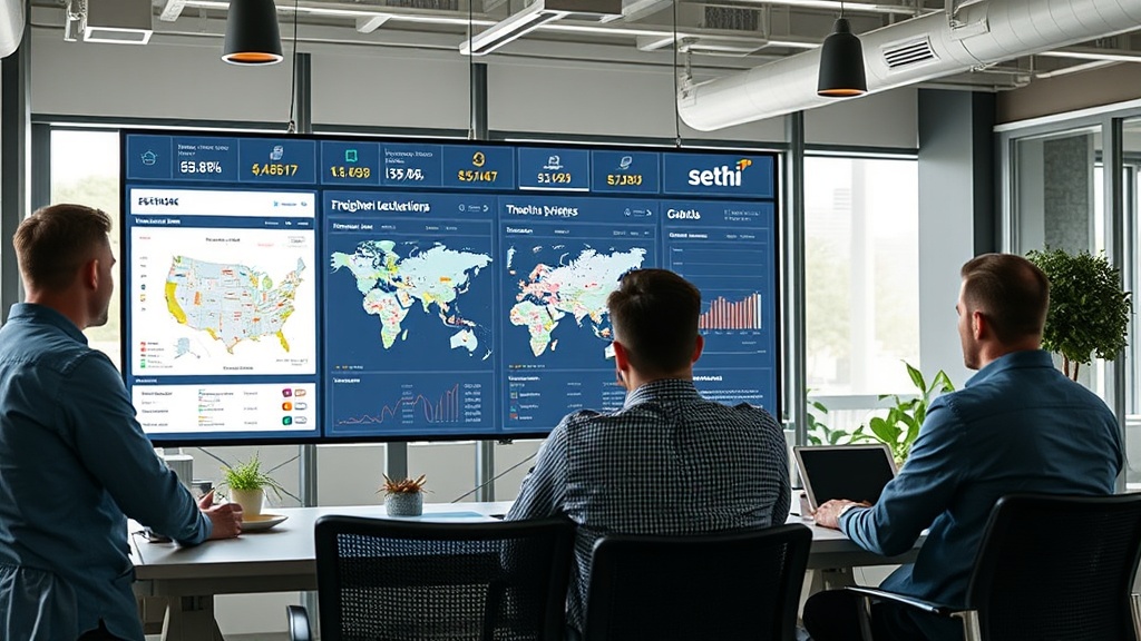 Freight broker dashboard visualizing real-time truck locations and shipment statuses
