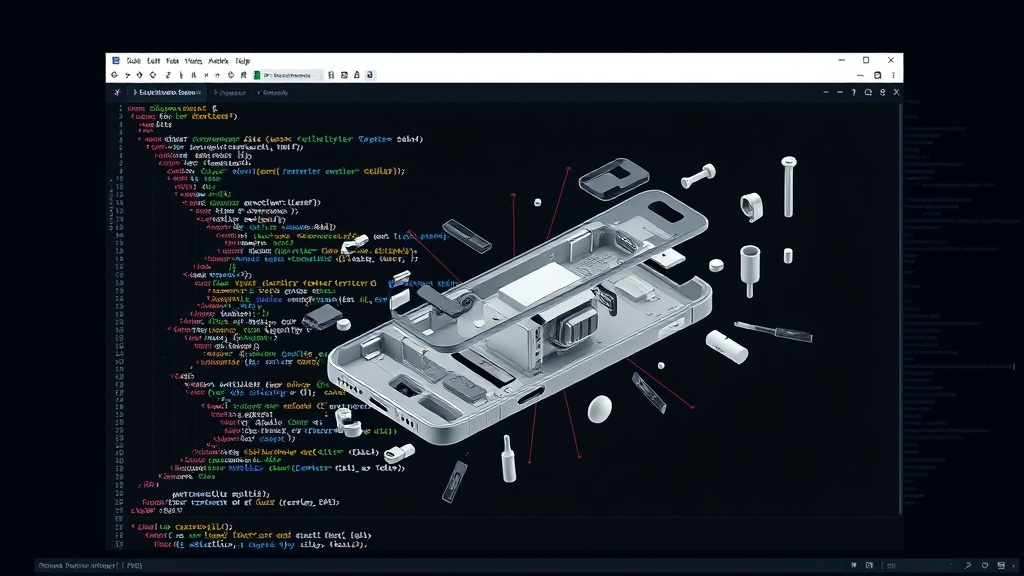Exploded web app interface showing a 3D model of a smartphone being deconstructed