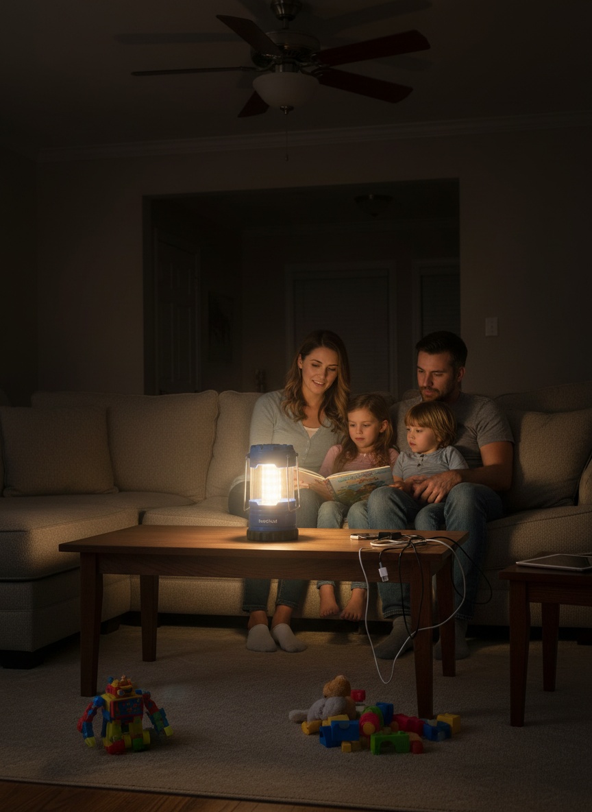 Customer using NoirFold lantern while camping