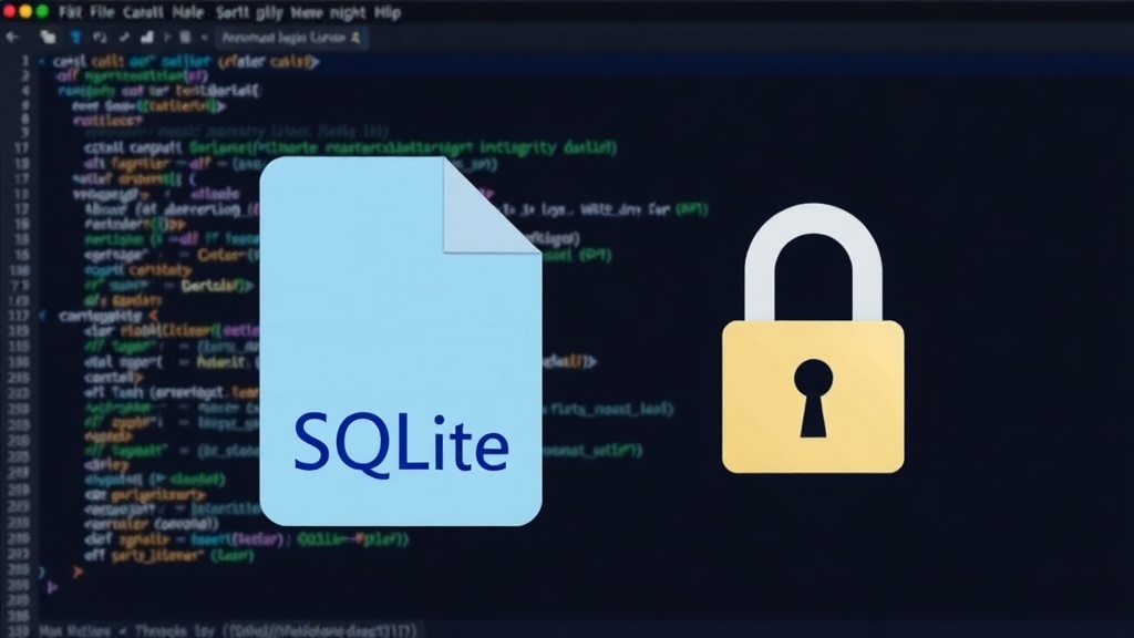 SQLite database file icon next to a lock symbol representing strict data integrity