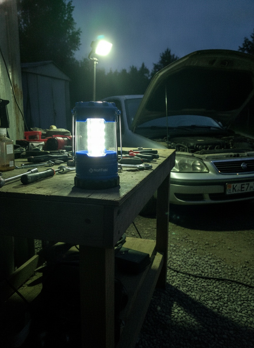 Customer testing waterproof feature of lantern