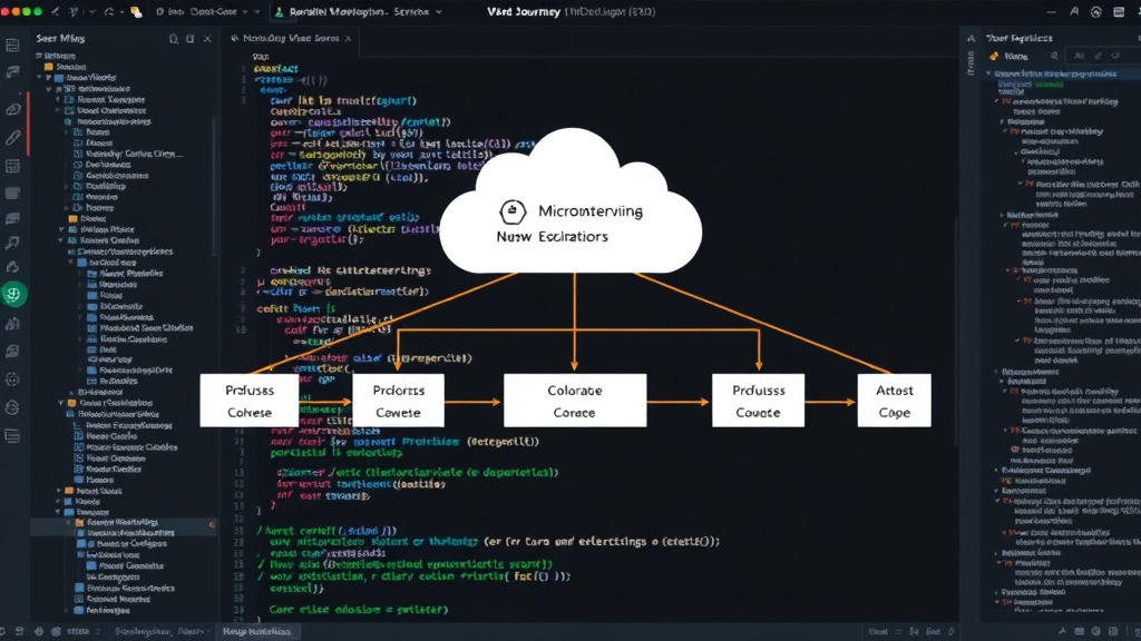 Diagram illustrating user journey across multiple microservices and their dependencies