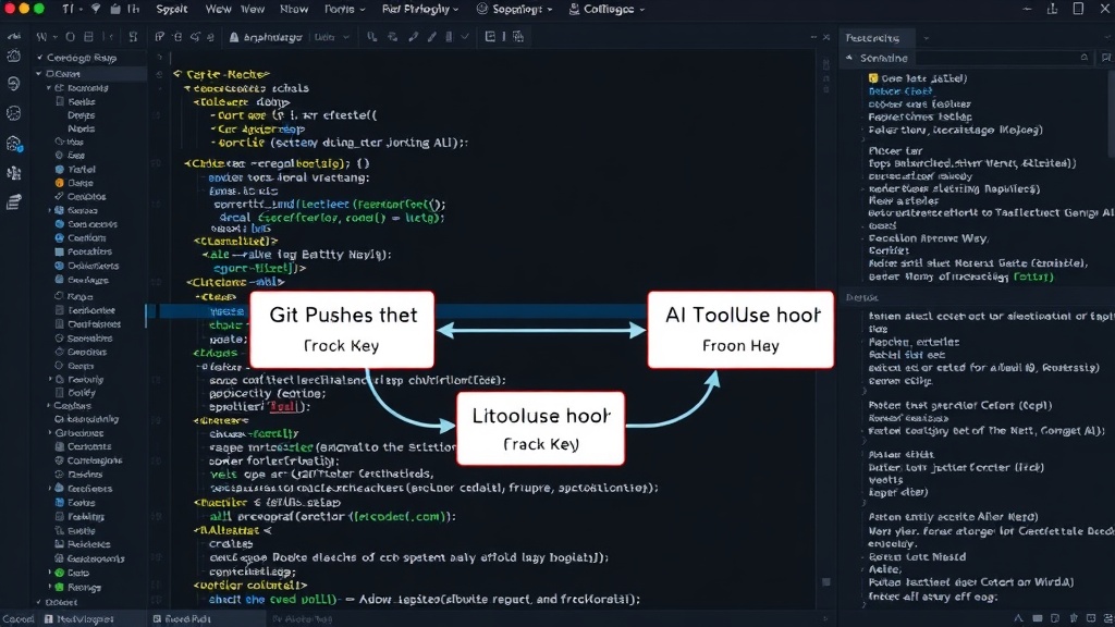 Diagram illustrating the flow of Git commands and AI tool usage with a PreToolUse hook