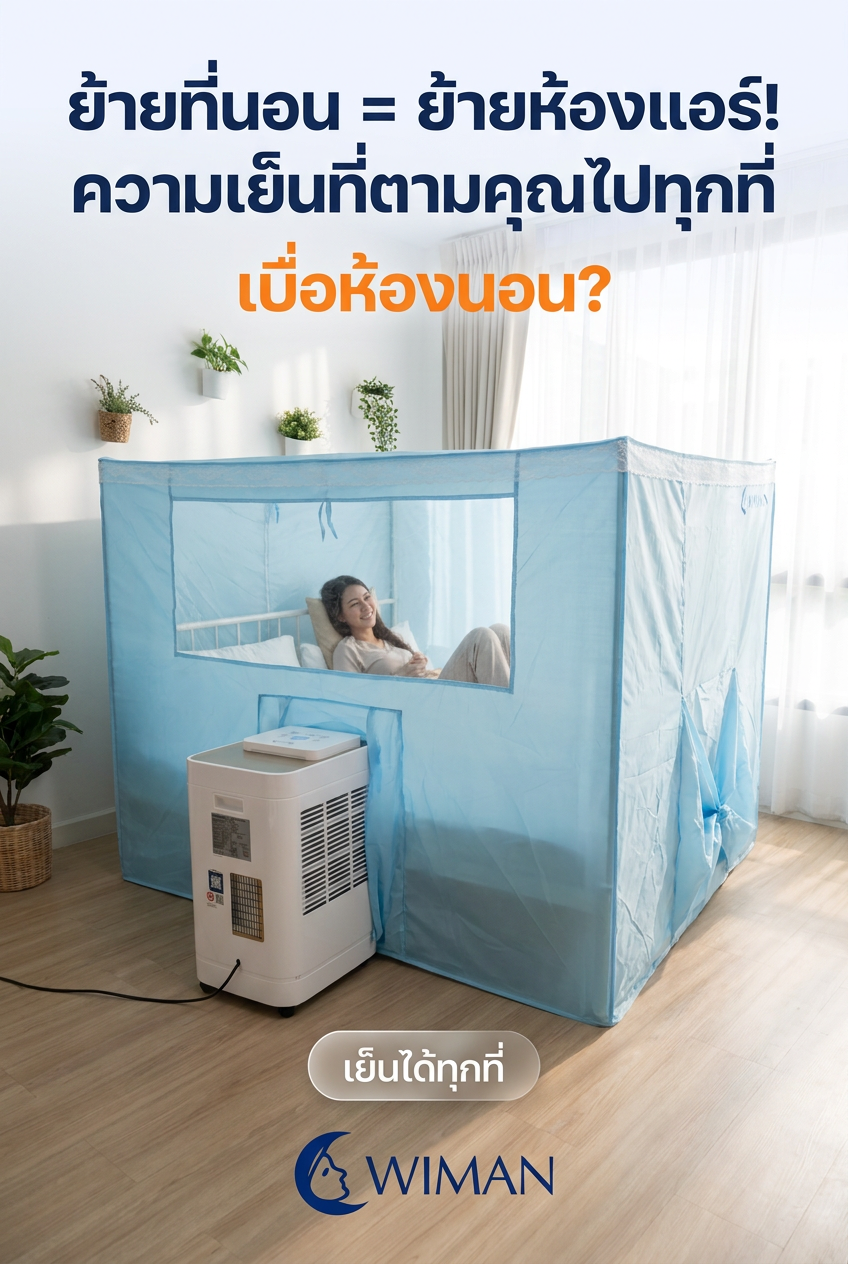 ชุด Combo แอร์เคลื่อนที่พร้อมมุ้งแอร์ WIMAN Air ในห้องนั่งเล่น