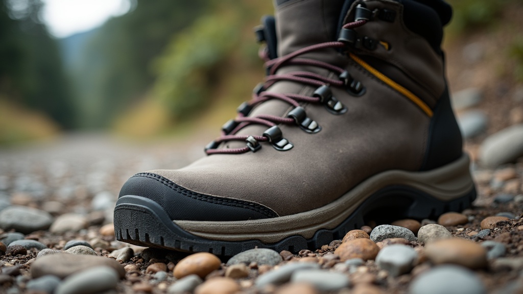 Plantilla de trekking extraída de una bota sobre sendero de montaña