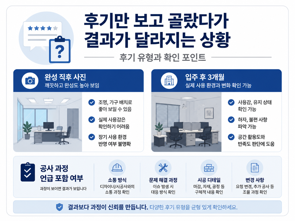 사무실 인테리어 후기, 포트폴리오와 실제 결과물이 달랐
