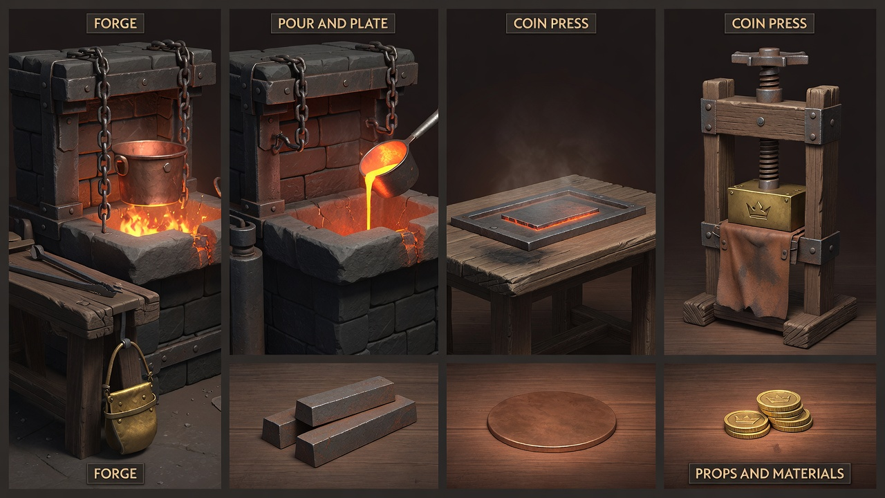 Coin Maker Workshop Concept Board