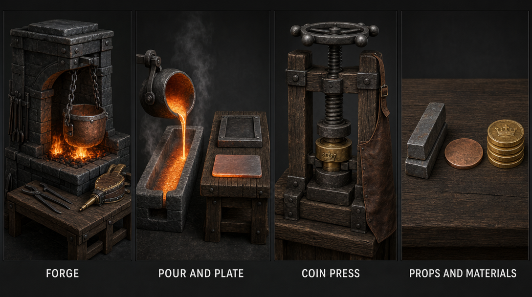 Coin Maker Workshop Concept Board