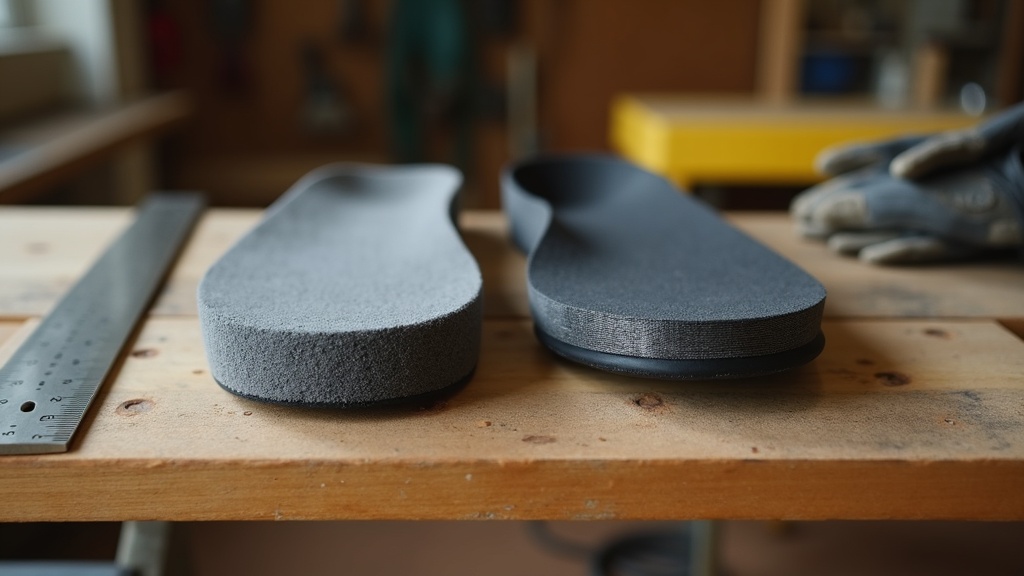 Thick foam insole versus thin carbon fiber insole side by side