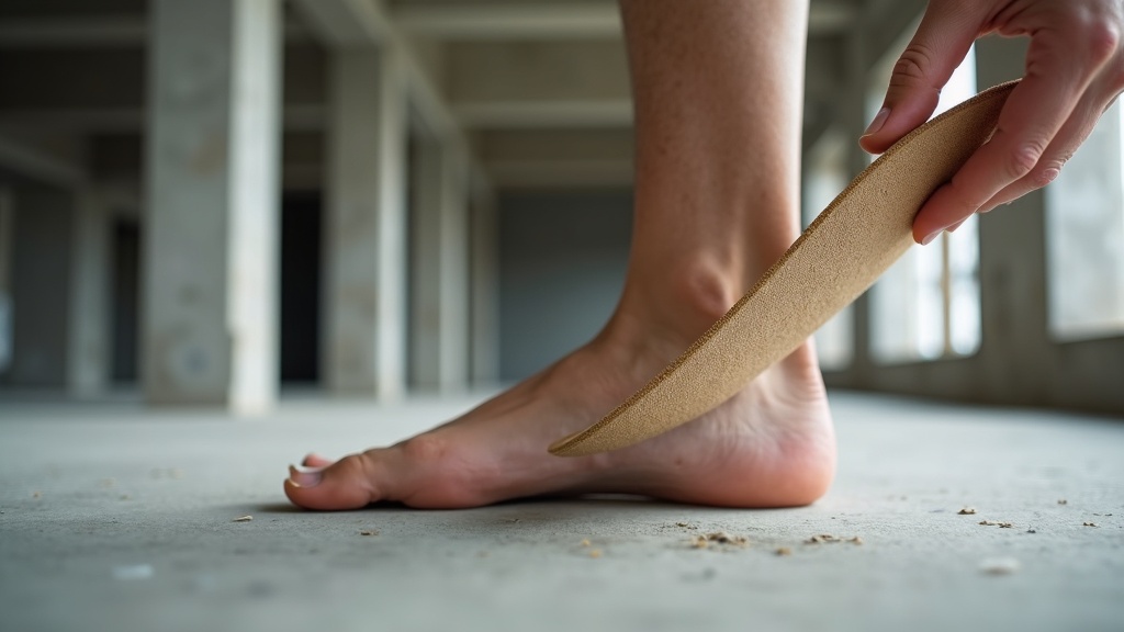 Thin rigid arch insole compared to foot arch for plantar fasciitis support