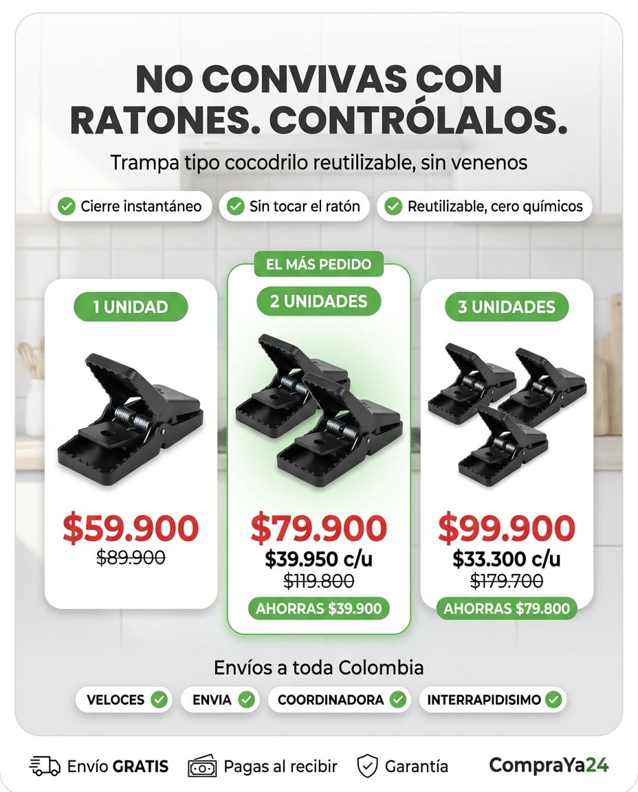 Trampa para Ratones Tipo Cocodrilo — Reutilizable Sin Veneno