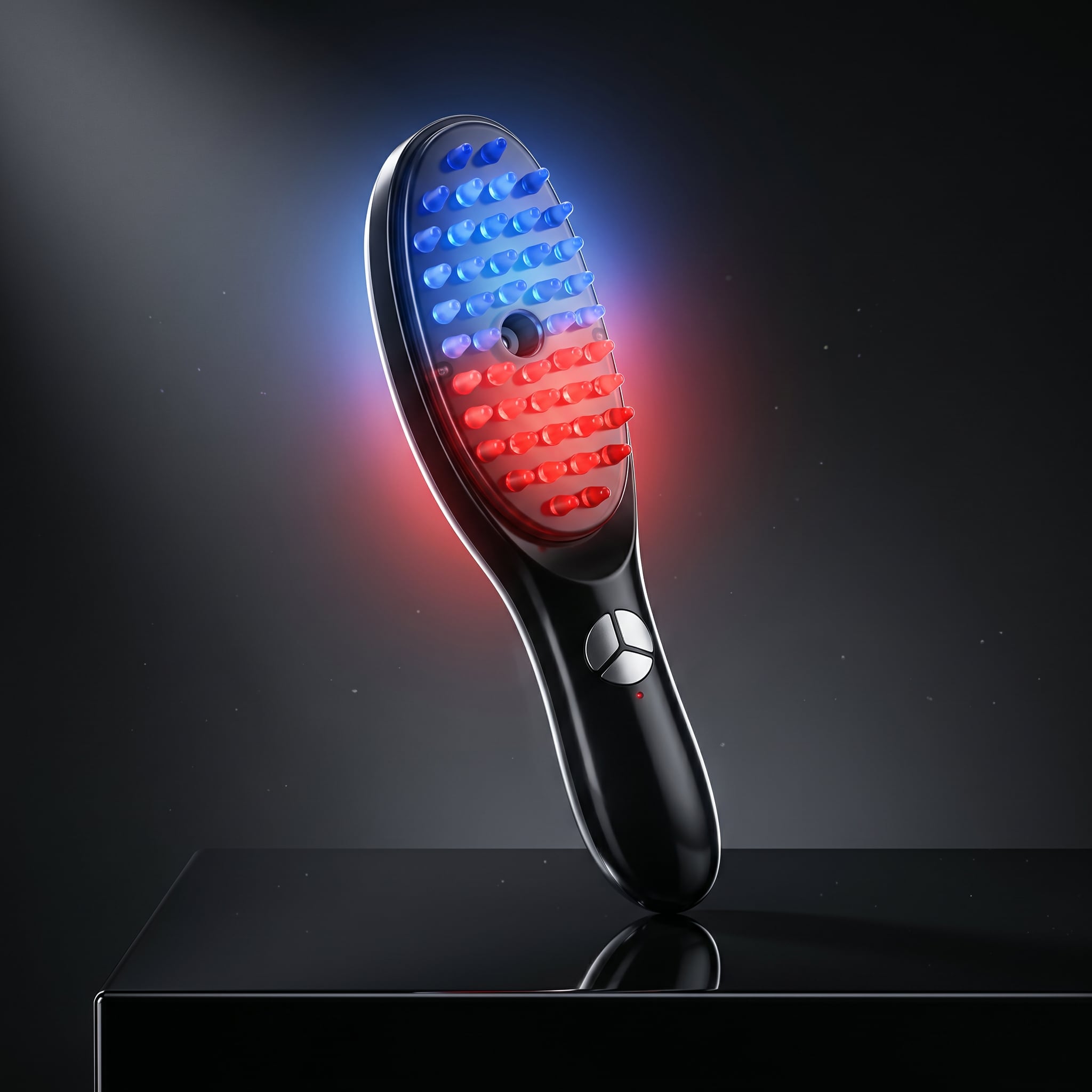 Cepillo Masajeador Capilar Eléctrico (Luz Roja/Azul + Vibración + Nebulizador)